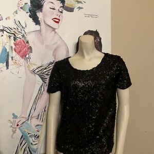 Elegant Black Sequin Top